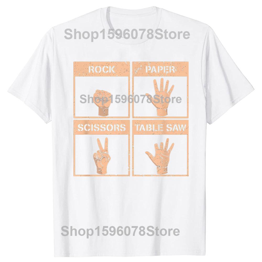 Rock Paper Scissors Table Saw Funny Missing Fingers Injury Tshirts Men Fashion Casual Tshirt Loose Oversized Streetwear T Shirt
