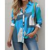 3D Geometric Pattern Printed Women Fashion Street Shirts Plus Size Long Sleeve Button Ladies Casual Blouse