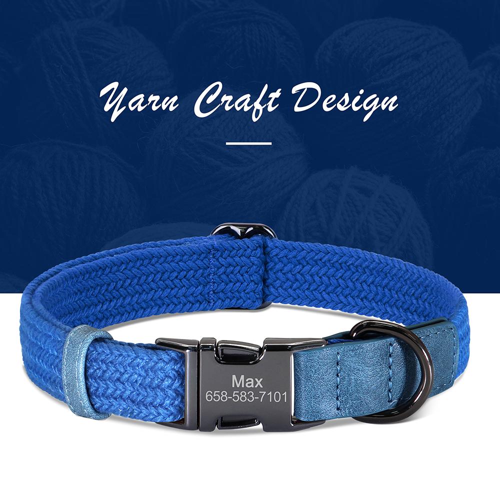 Custom Dog Collar Dog Durable Nylon Dog Collars Free Engraved Pet Name Buckle Necklace Adjustable for Small Medium Large Dogs
