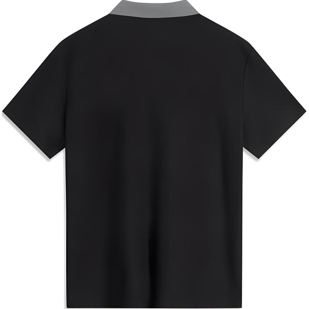 Li-Ning Fitness Series Letter Casual Comfortable Sports Polo Shirt Men tops Black APLU209-2