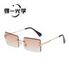 New diamond trimmed small frame rimless square sunglasses sunglasses sunglasses UV protection sunglasses