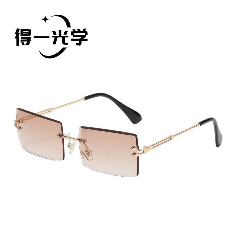 New diamond trimmed small frame rimless square sunglasses sunglasses sunglasses UV protection sunglasses