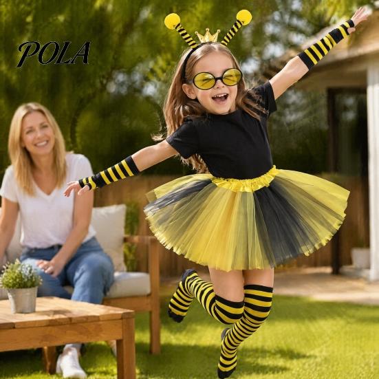 Příjemná na kůži Motýlí křídla Plášť Roztomilá včelka pro děti, Kostým na medový festival, Šaty princezny pro holčičky Pohodlná křídla Batolata Nahoru Doplněk Batole