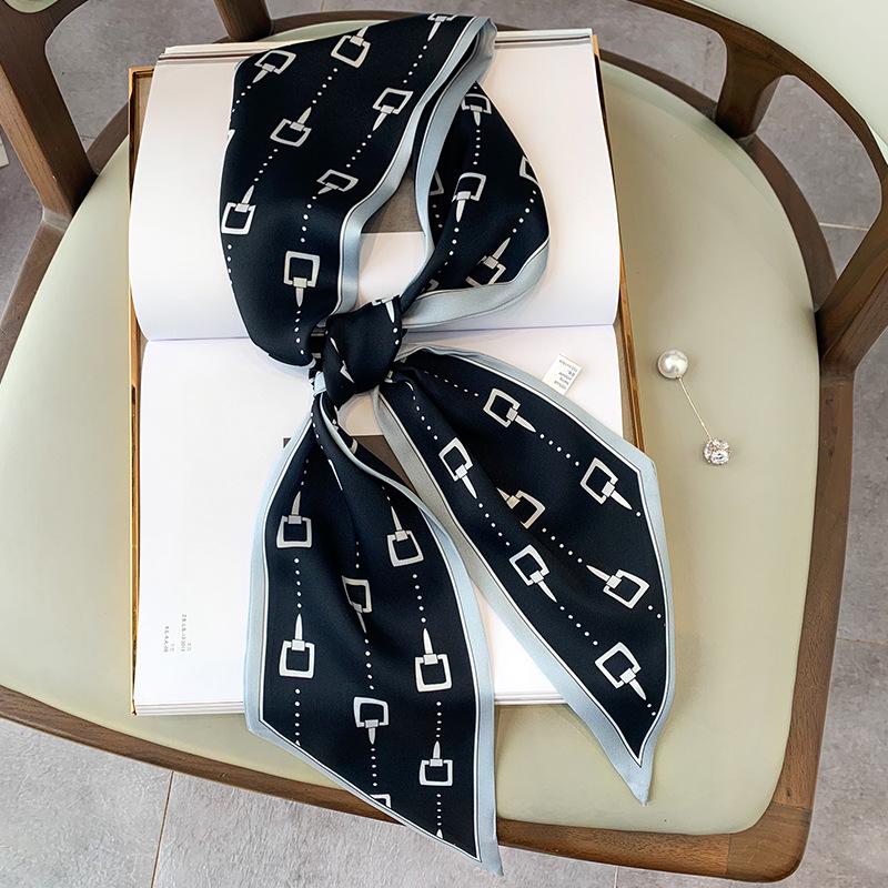 New Spring and Autumn Korean Version Fashionable Foreign Style Sunscreen Silk Scarf Women's Thin and Narrow Strips Pointed Corners Professional Small