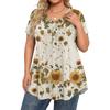Women's Plus Size Fashionable Casual Loose-Fit Short Sleeve Elegant V Neck Blouse For Work