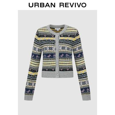 UR Women's Retro Fair Isle Jacquard Knit Cardigan