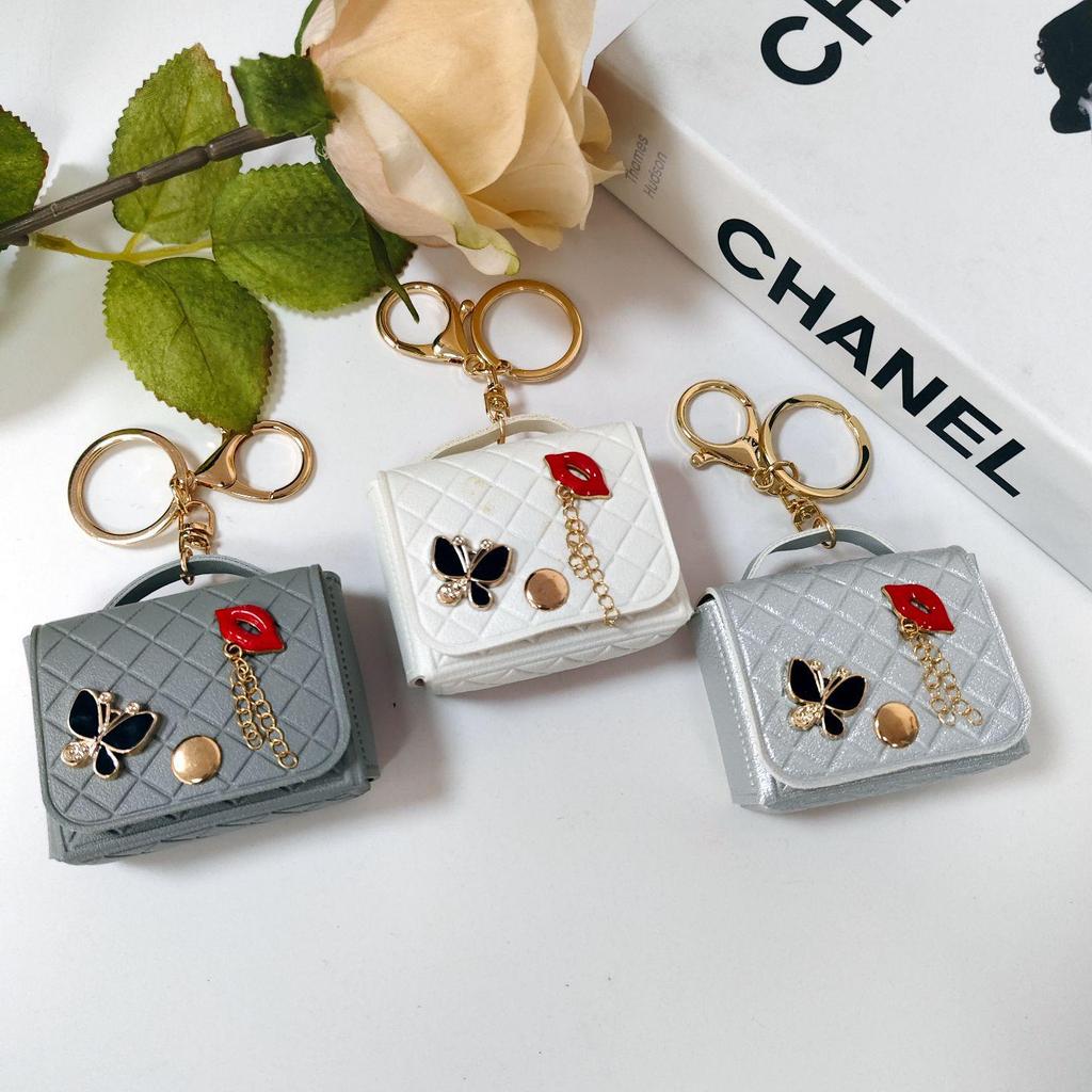 Argyle-Style Mini Red Lips Bag Charm & Coin Purse Keychain