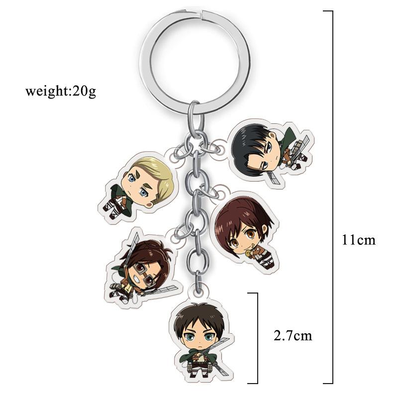 Attack on Titan Anime Acrylic Double Sided Transparent Keychain Set of 5 Pendant Hanging Accessories for Fans Collection Durable Gift