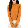 Women's Fashion Flat-Knit Half-Turtleneck Pullover Sweater Solid Color Long-Sleeve Top
