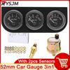 52MM 3in1 Meter Water Temperature Gauge Volt Meter Oil Pressure Gauge Kit with Water Temp Sensor 10mm Triple Meter Voltmeter