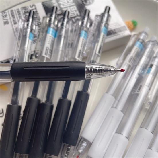 6Pcs 0.5mm Black Water-based Pen Push Design Quick Drying School Stationery Mechanical Gel Ink Pen Office Supplies