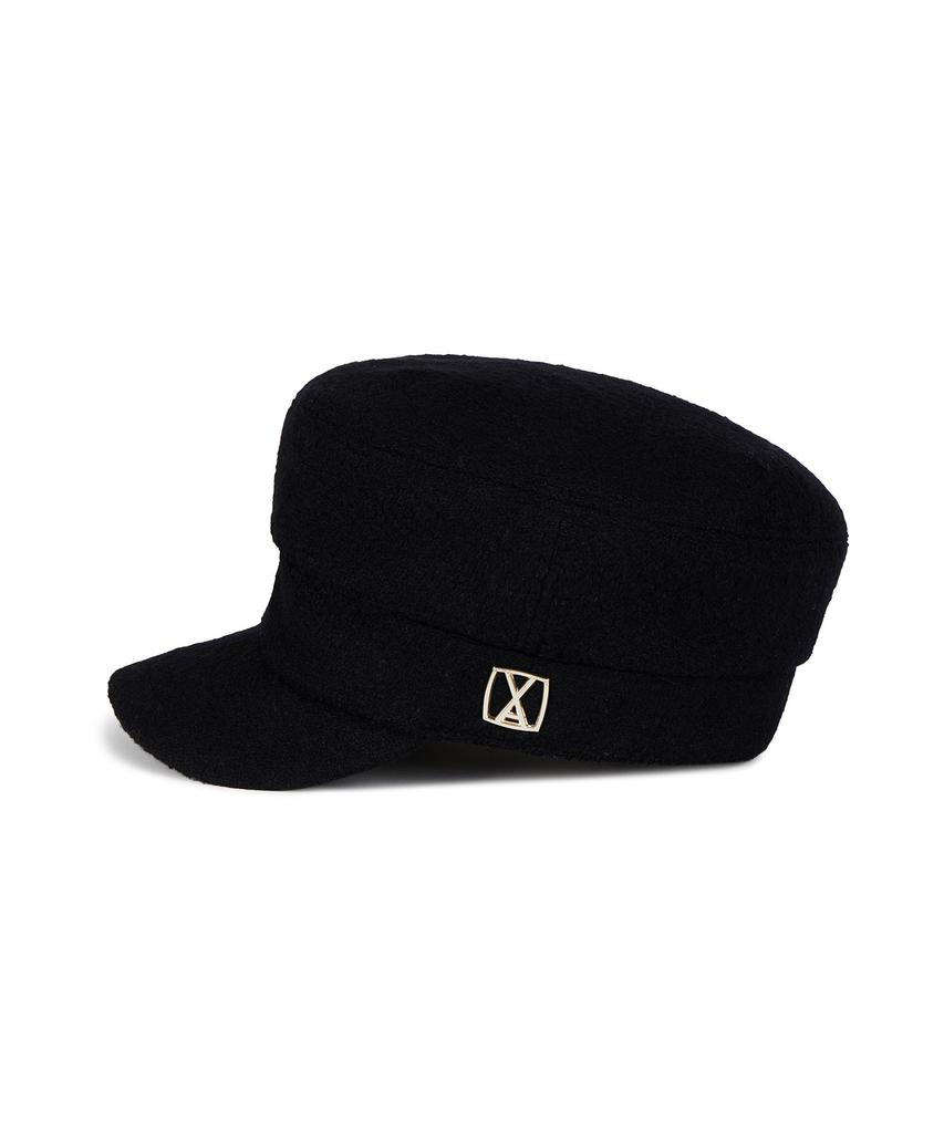 Bajal Va Square Studded Wool Sailor Cap Black
