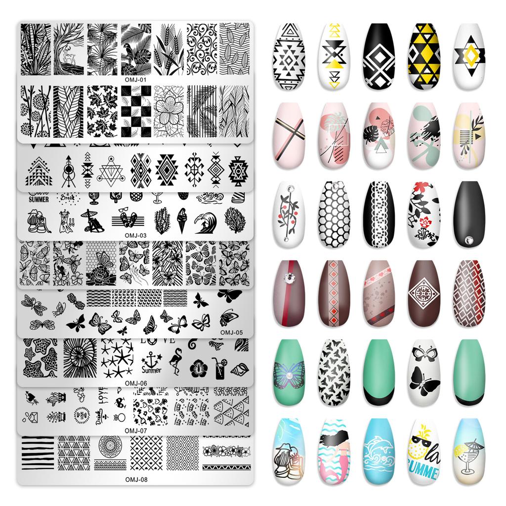 Nail Art Printing Template Christmas Tree Butterfly Printing Steel Plate Square Template Om-J
