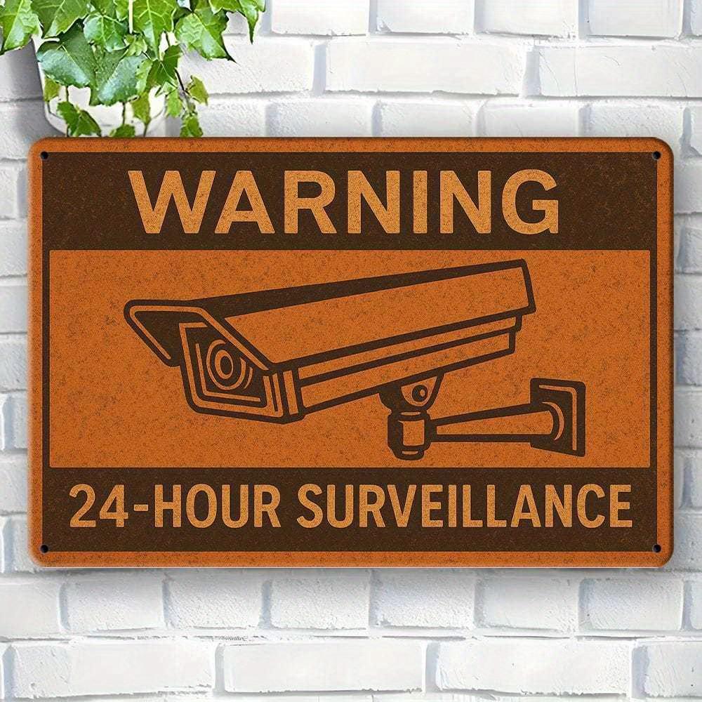 

Vintage 24-Hour Surveillance metal sign, 8x12 inch. чистый