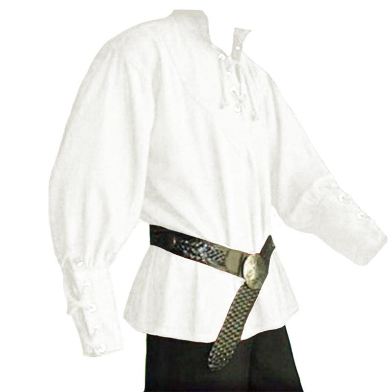 Мужская рубашка с длинным рукавом и винтажным галстуком, молодежная однотонная свободная рубашка для выступлений M белый