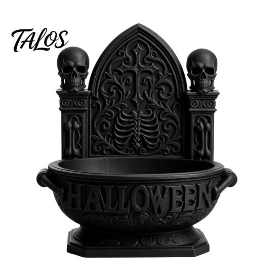 Gothic Skull Candy Bowl Halloween Cathedral Bowl, 3D Printed Spooky Dark Storage Collectibles for Trendy Toy Fans Dish, Desktop Snack Serving