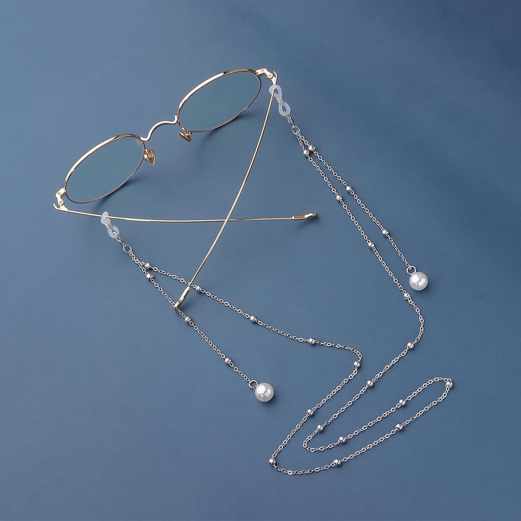 Pearl Tassel Long Glasses Chain, Metal Round Bead Chain, Mask, Mask, Fixed Accessories.