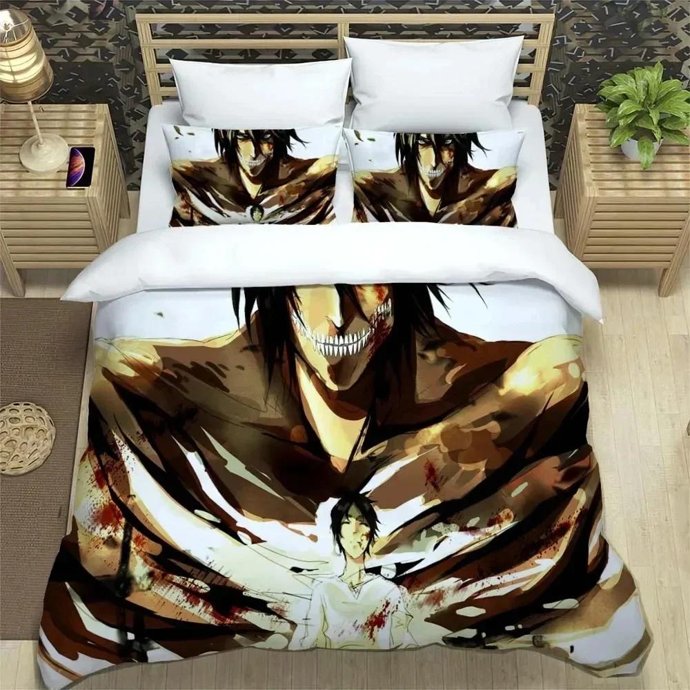 Attack On Titan Printed Polyester Bedding Bedding Set Quilt Cover Pillowcase Soft and Comfortable Customizable