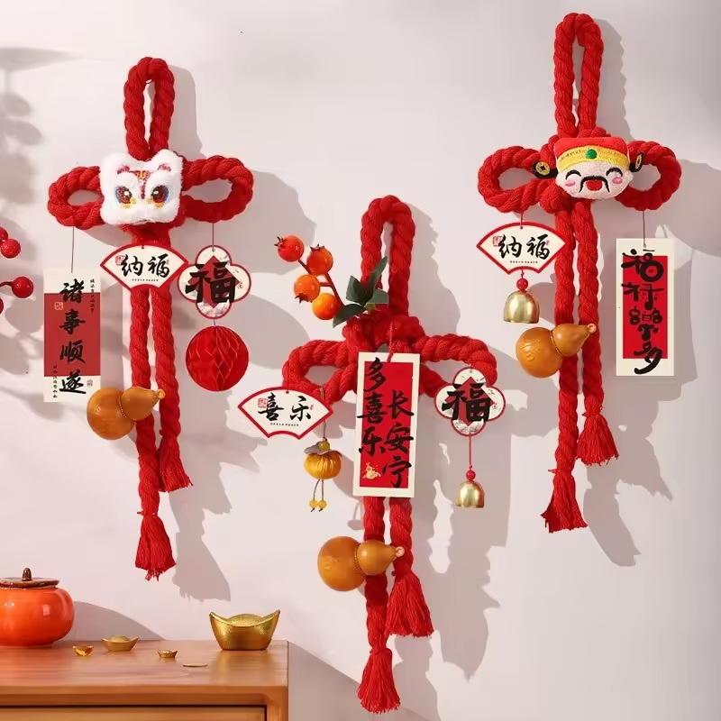 1Pc Chinese Knot Ornament Year of the Horse 2026 Spring Festival New Year Decorations Front Door Hangings for Festive Atmosphere