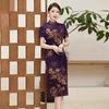 Fragrant Cloud Yarn Dress Retro Improved Printing Medium and Long Heavy Mulberry Silk Cheongsam Skirt Women