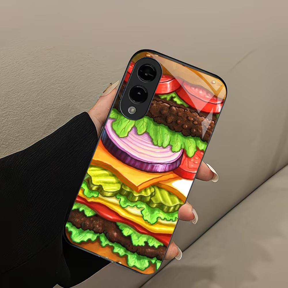 Super Burger Schutz Hülle Exquisite High-End Handyhülle Glas Handyhülle für Samsung Galaxy S26 S25 S24 S23 S22 S21 FE, Ultra, Plus