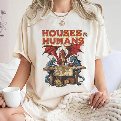Houses and HuUnisexs Shirt Funny Dungeons and Dragons Tee Vintage DD Retro 90s Dungeon Master Gift RPG Gamer