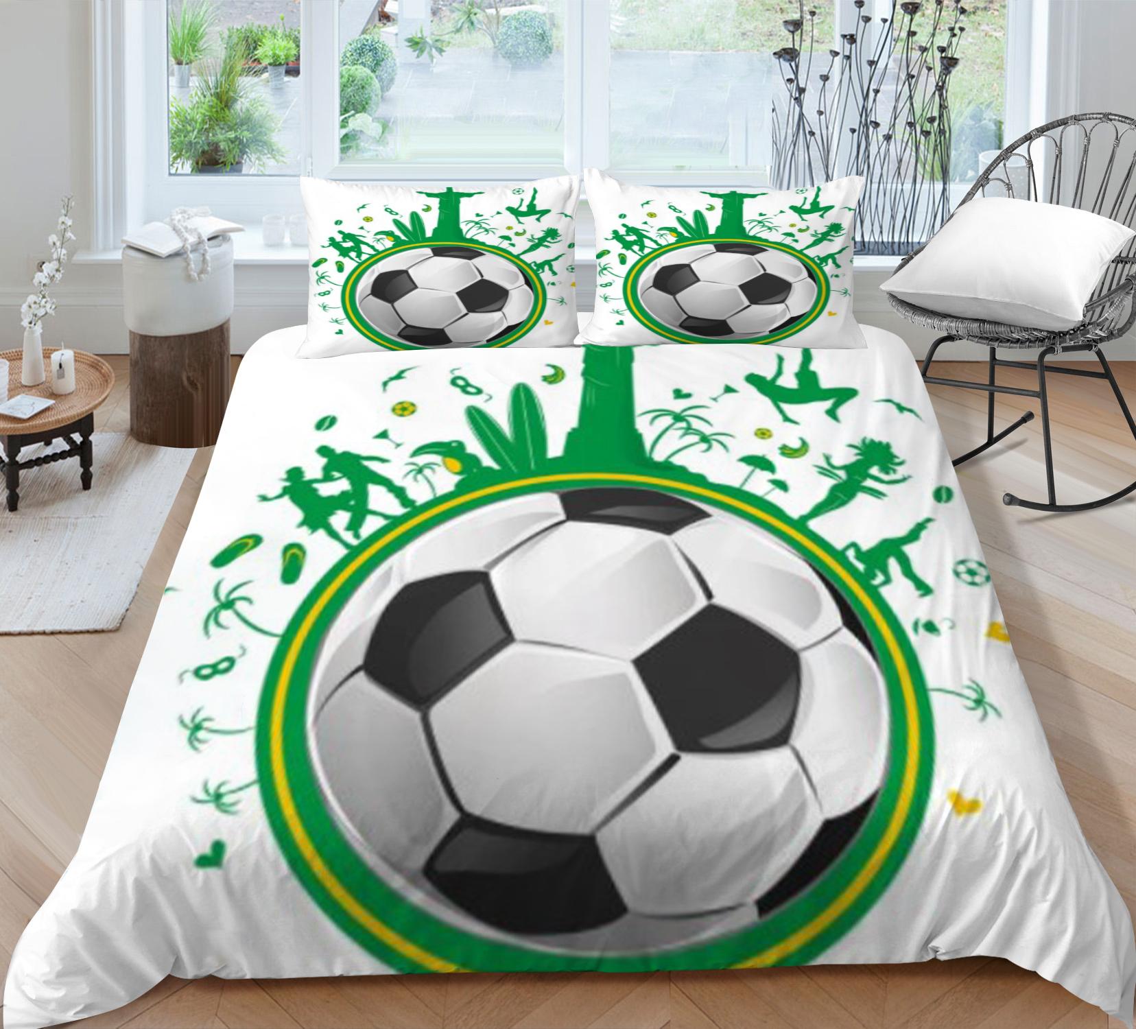 

3D Мягкая дышащая домашняя кровать Пододеяльник Комплект 3D Футбол Дизайн Постельное белье Удобный Микрофибра Теплый набор кровати Single 135x200cm