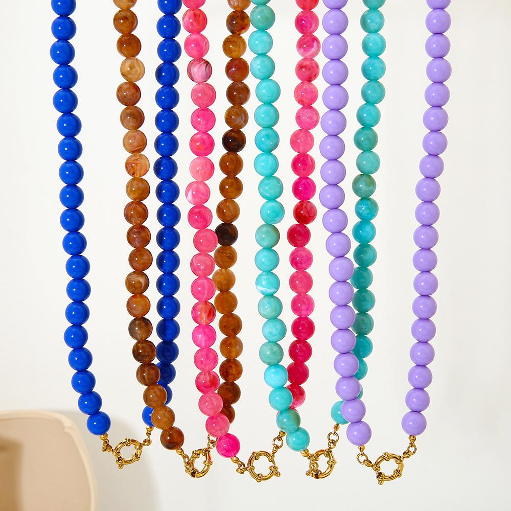 Summer Candy Color Sweet Heart Beaded Necklace - Versatile Girly Clavicle Chain