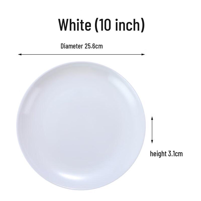 Commercial Melamine Round Dinner Plates (10-inch, 10-Pack)