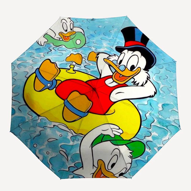 Disney Duck Family Automatic Opening and Closing Umbrella - Lightweight 3-Fold Design, Suitable for Fans, Travel, Daily Use - Official Produ