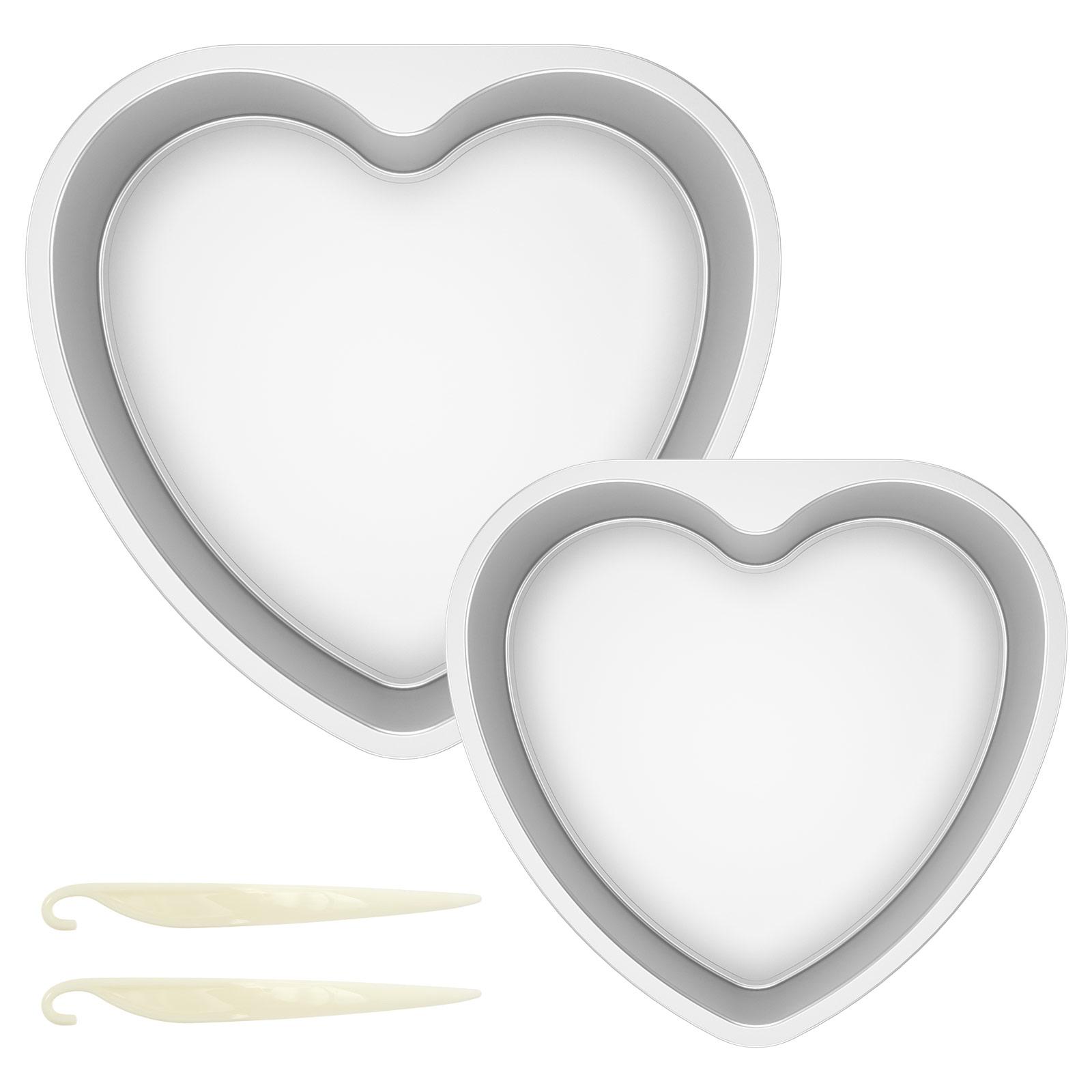 

2 шт. Форма для торта в форме сердца 8 дюймов/10 дюймов из алюминиевого сплава, форма для выпечки торта в форме сердца со съемным дном, кухонные принадлежности