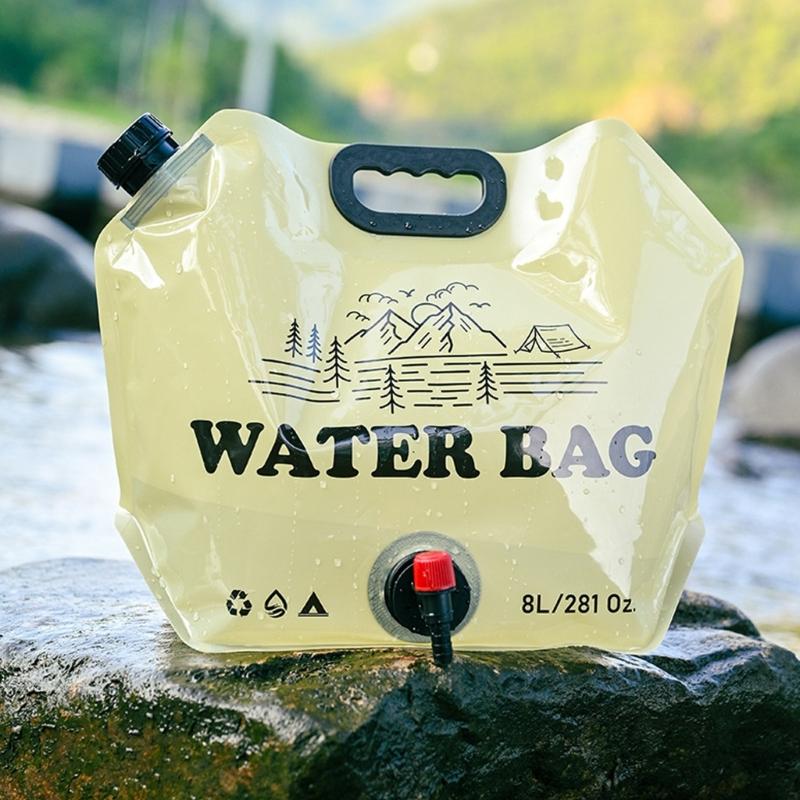 Outdoor Folding Water Container Bag with Faucet 8L Large Capacity Portable Water Bag Leakproof Water Bucket Enduring
