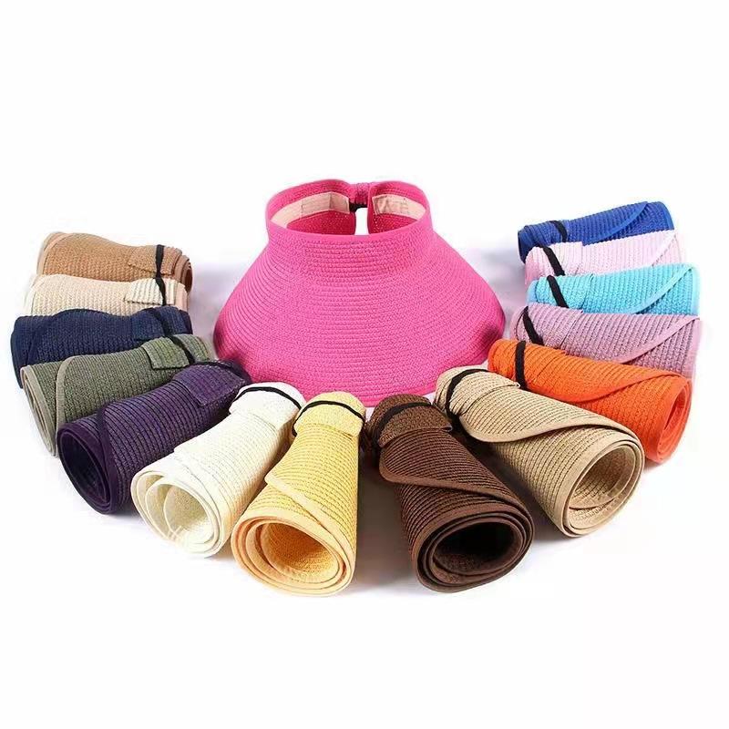 Summer Straw Hat For Women Foldable Wide Large Brim Bowknot Visors Hat Travel Sun Hat Chapeau Femme Beach UV Protection Caps