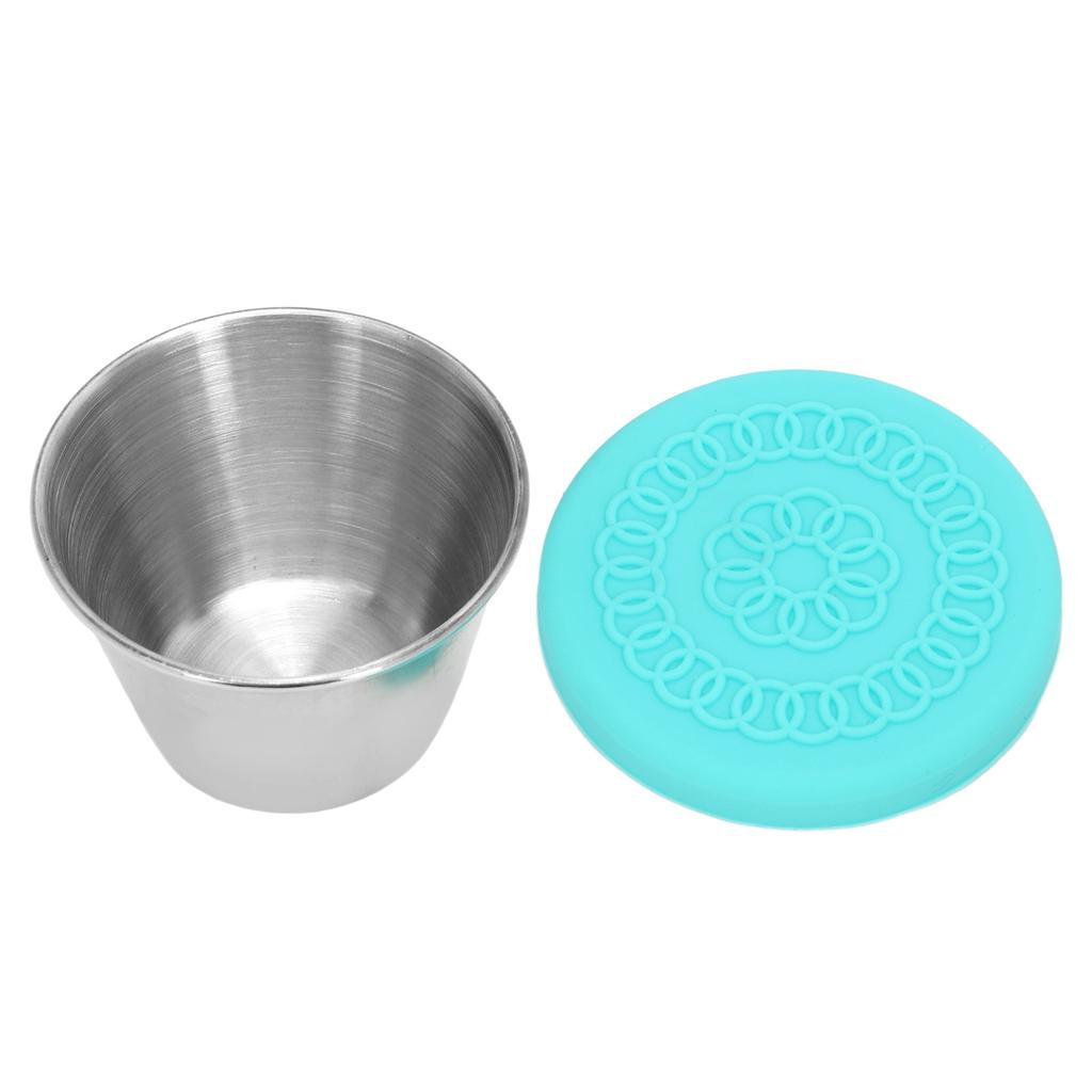 Beauty Salon Essential Oil Cup Stainless Steel Condiment Salad Dressing Container with Silicone Lid 70ml
