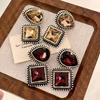 Vintage Crystal Patchwork Water Drop Geometric Rhinestone Earrings for Women
