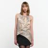 Kimjisu Two Tone Ribbon Paisely Halter-Neck Top _ Beige