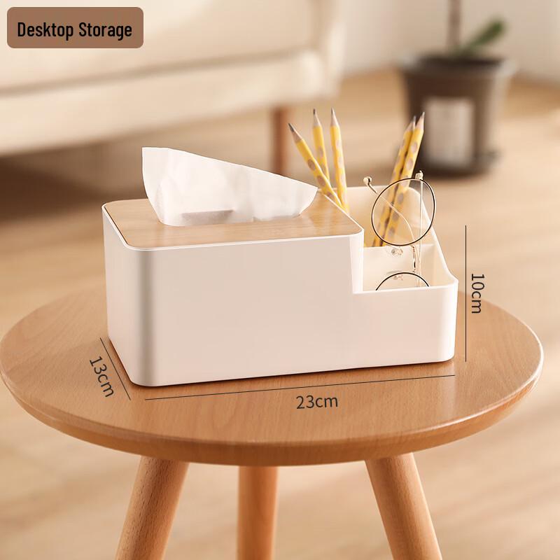 Yi Pan Desktop Tissue Box with Bamboo Lid