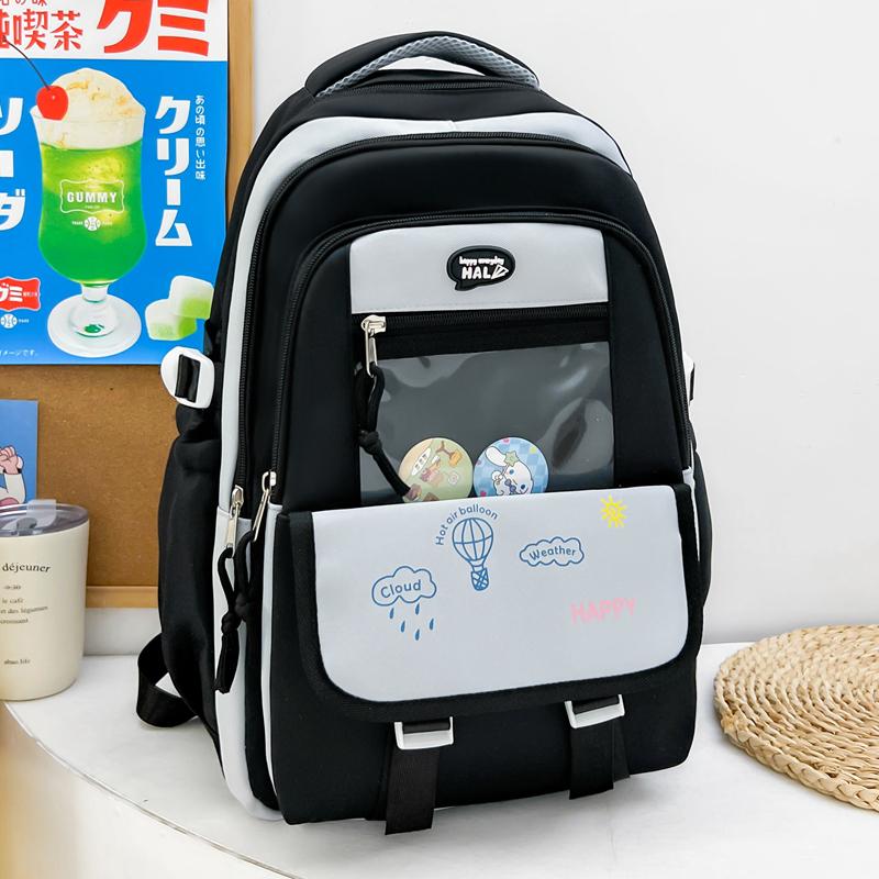 Contrast Color Women Large Capacity Backpack Student School Bag