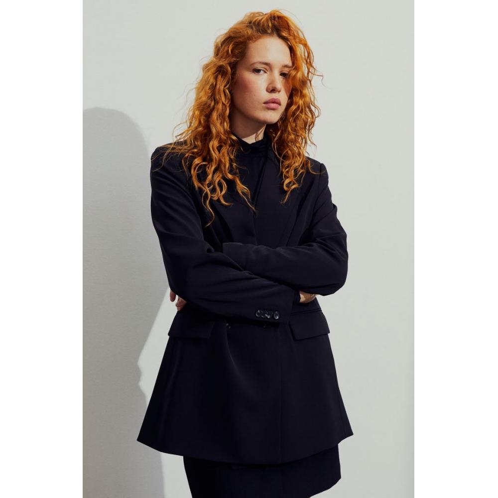 

H M Double Breasted Jacket Black