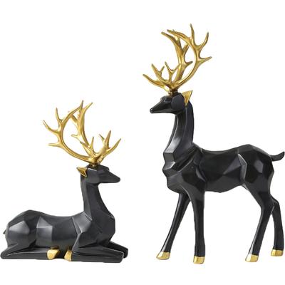 2 Pcs Origami Elch Ornamente Rentier Decor Nordic Statue Weihnachten Home Dekorationen Gold Dekorieren