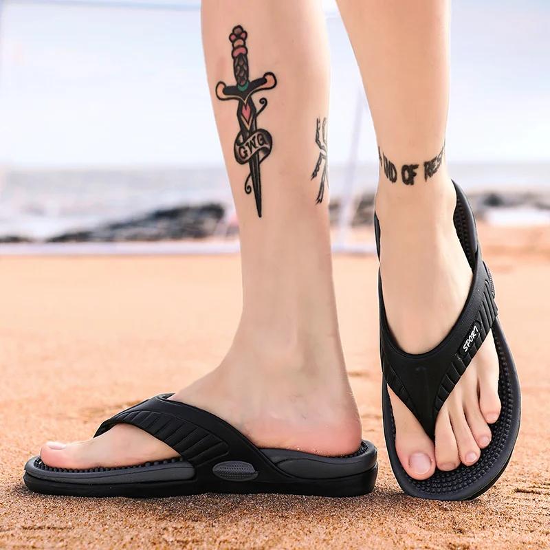 Massage Flip Flops for Men Summer Breathable Beach Shoes Sandals Men Luxury Flip Flops Breathable Plus Big Size Men Slippers 46