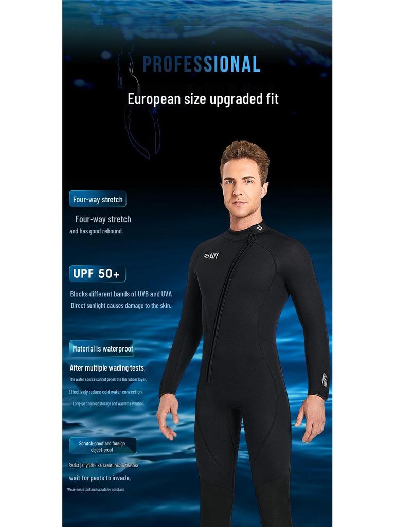 European & American 3MM Wetsuit: Unisex Long Sleeve Snorkeling & Surfing Suit for Cold-Proof Winter Swimming