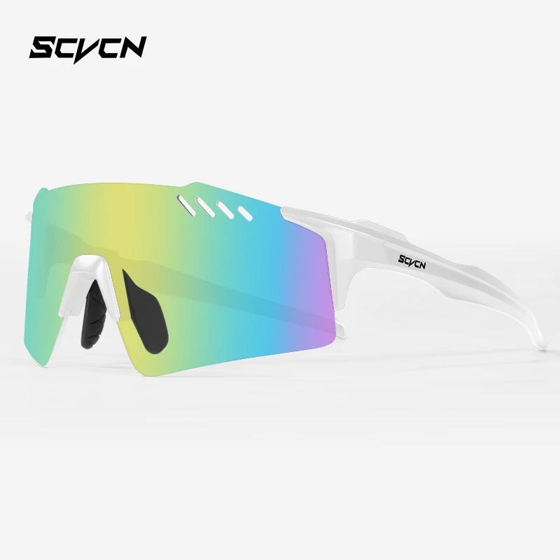 SCVCN Mode randlose Radsportbrille Outdoor Sport Laufen Fahren Sonnenbrille für Herren Angelbrille MTB Fahrradbrille 1 Glas