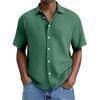 Pánská letní jednobarevná košile s klopou a krátkým rukávem Pánská ležérní módní košile s krátkým rukávem