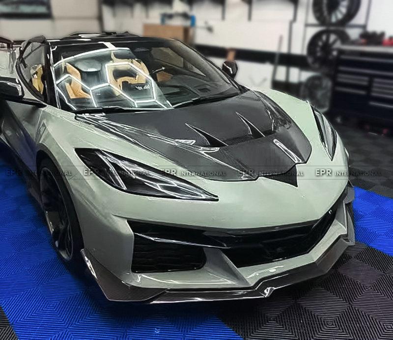 ZR Style Carbon Fiber Front Hood with Engine Vents for 2020+ Chevrolet Corvette C8