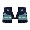 Autumn and winter warm and cold half finger flip cartoon crocodile boy baby mink velvet primary school students writing children's gloves