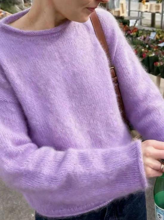 Korean Style Mohair Loose Sweater - Autumn/Winter Round Neck Rolled Hem Pullover for Women