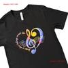 Music T Shirt Womens Small Is What Feelings Sound Like Heart In Black Long Or Short Sleeves Vintage Washed Stretched Breathable