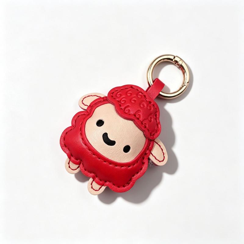 Cute Artificial Leather Sheep Keychain Waterproof Durable Cartoon Lamb Bag Pendant Sweet Backpack Accessories New Year Gift