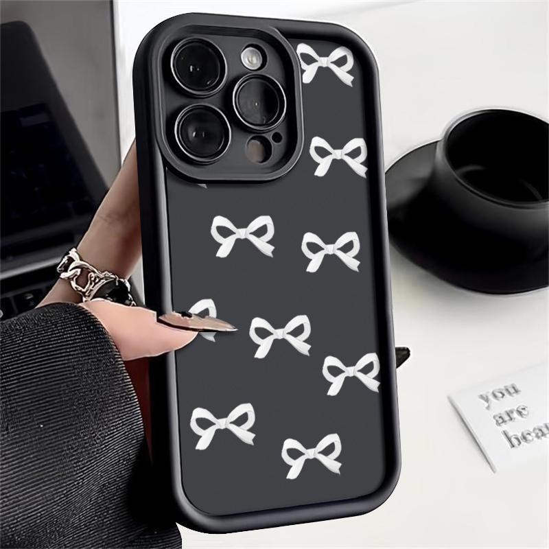 Cover per telefono in TPU opaco con motivo a fiocco per iPhone 16 Pro Max 15 Pro 14 Plus 13 12 11 XS XR 8 7 Protezione obiettivo Antiurto Morbida custodia bumper in silicone